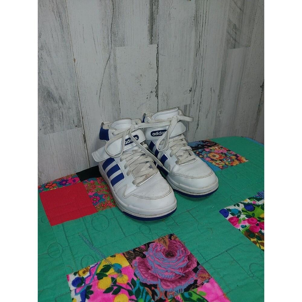 Adidas Postmove Mid Kids' Shoes Cloud White three stripe Royal Blue size 3